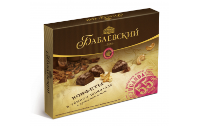 Конфеты в коробках Бабаевский в тёмном шоколаде с дробленым кешью, 170 гр