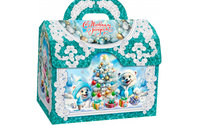 Картонная упаковка<br>"СУНДУК С МИШКАМИ 1000 грамм"